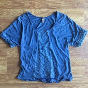 Free People Blue Beaded Cotton Top